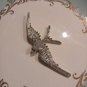 Oversized Rhinestone Sparrow Brooch Pin